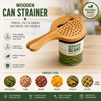 TYIIPLUS Wooden One-Handed Can Strainer & Liquid Drainer