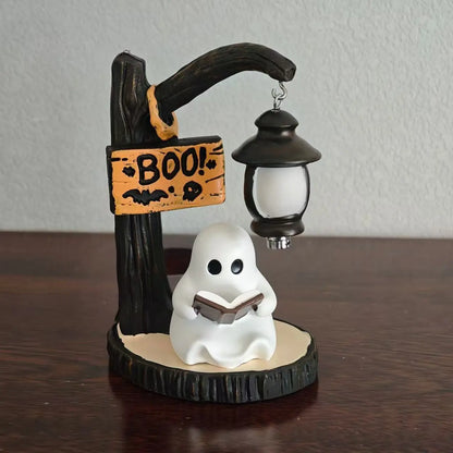 Cute Ghost Reading Lantern – Cosy Halloween Desk Decor
