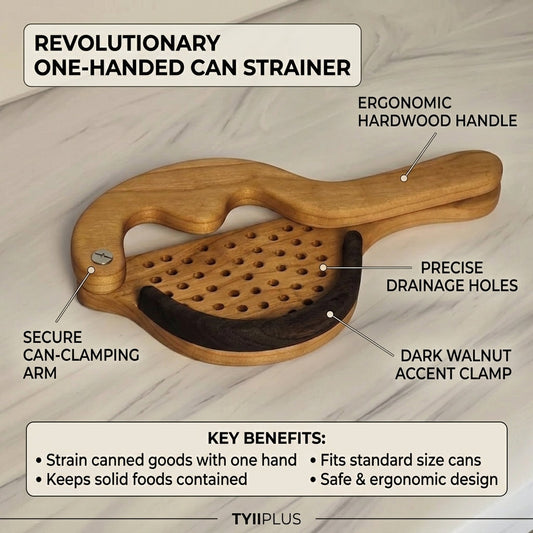 TYIIPLUS Wooden One-Handed Can Strainer & Liquid Drainer