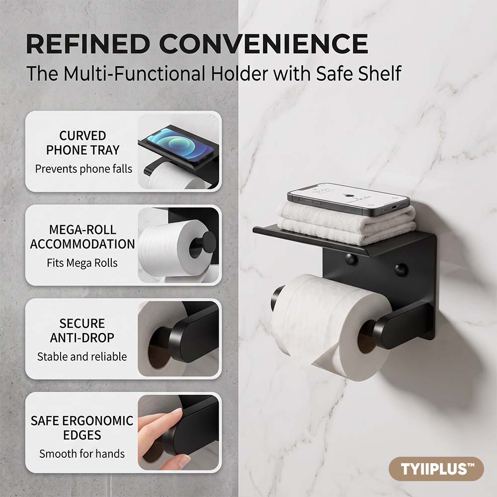 TYIIPLUS™ Toilet Paper Holder with Shelf