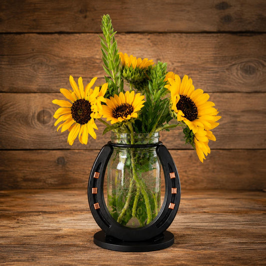 Horseshoe Flower Mason Jar Vase (jar not included)