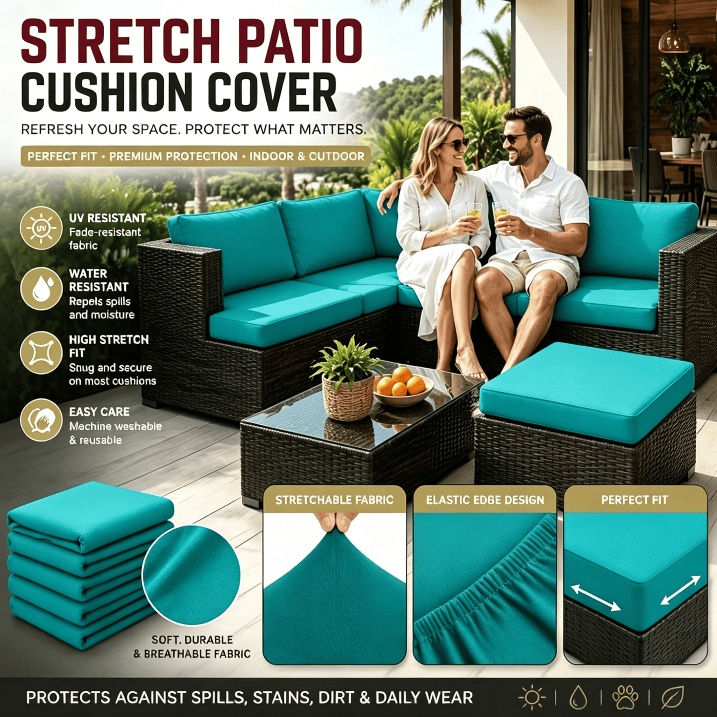 🪑 Stretch Sofa Cushion Covers Set