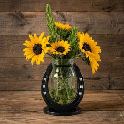 Horseshoe Flower Mason Jar Vase (jar not included)