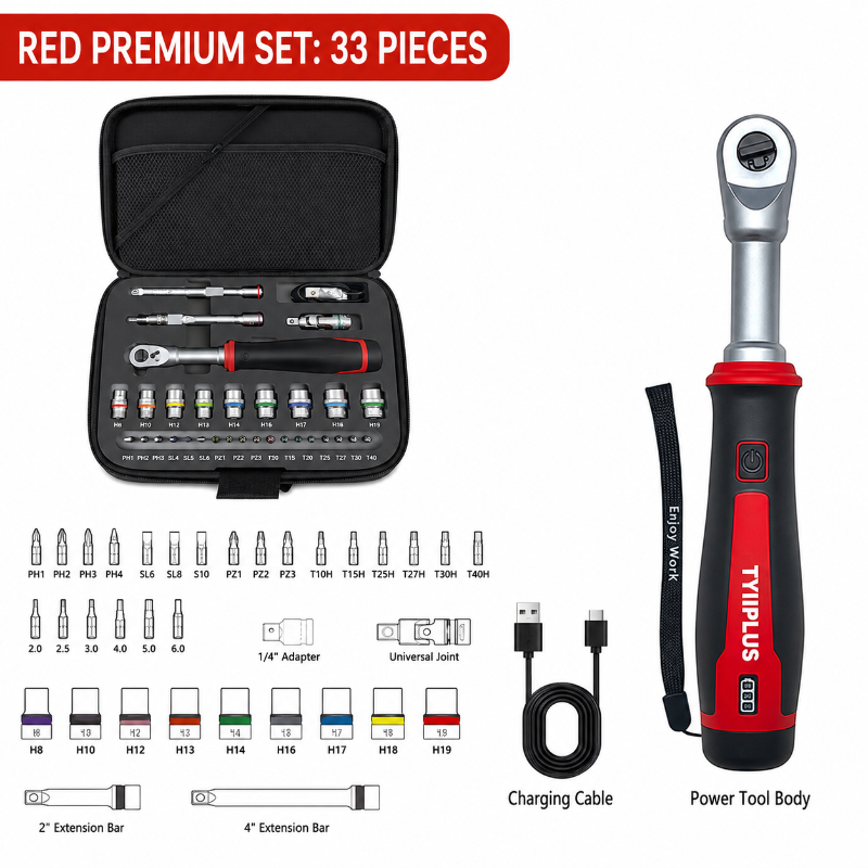 Cordless Electric Slim Ratchet Set | 400 RPM 31-Bit Tool Kit