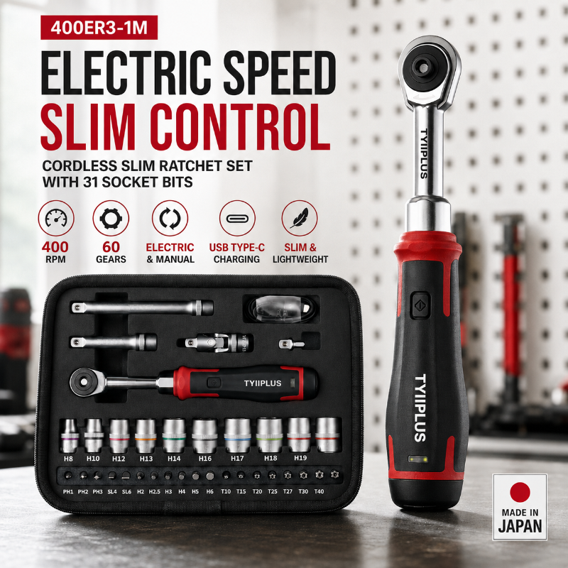 Cordless Electric Slim Ratchet Set | 400 RPM 31-Bit Tool Kit