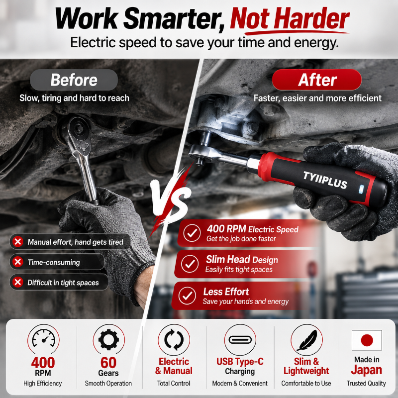 Cordless Electric Slim Ratchet Set | 400 RPM 31-Bit Tool Kit