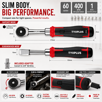 Cordless Electric Slim Ratchet Set | 400 RPM 31-Bit Tool Kit