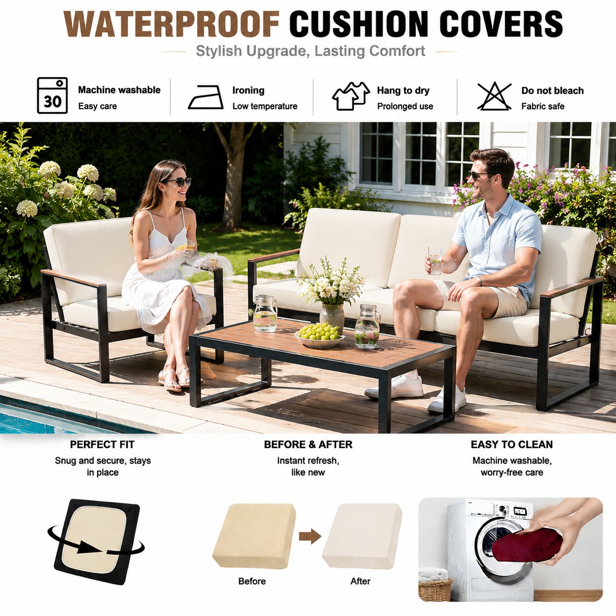 🪑 Stretch Sofa Cushion Covers Set